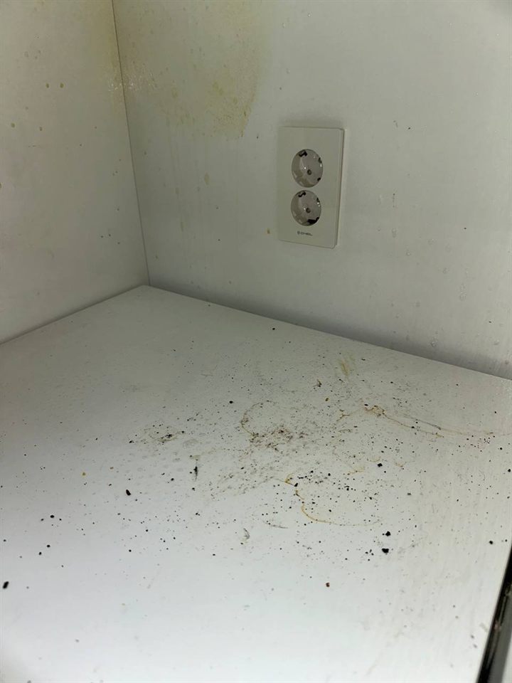 Cabinet shelf before CLEANX cleaning