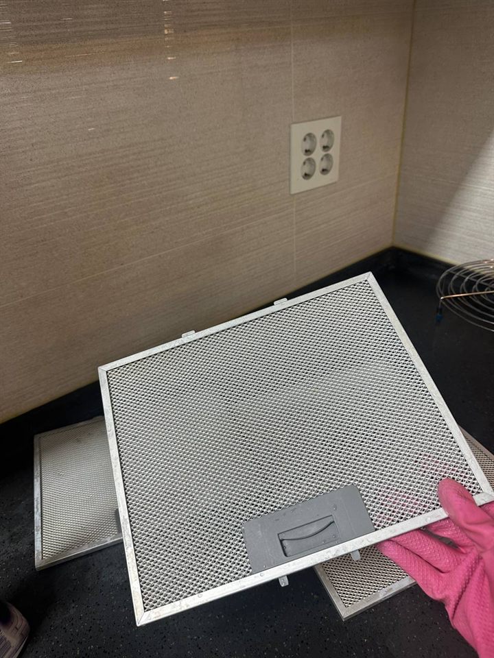 Range hood filters after CLEANX cleaning