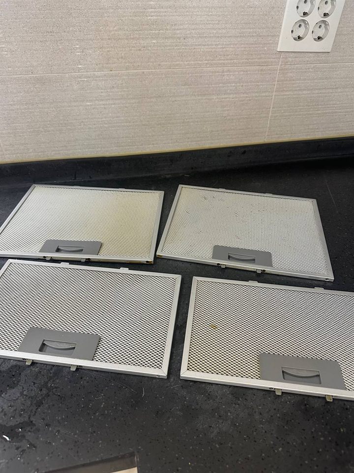 Range hood filters before CLEANX cleaning