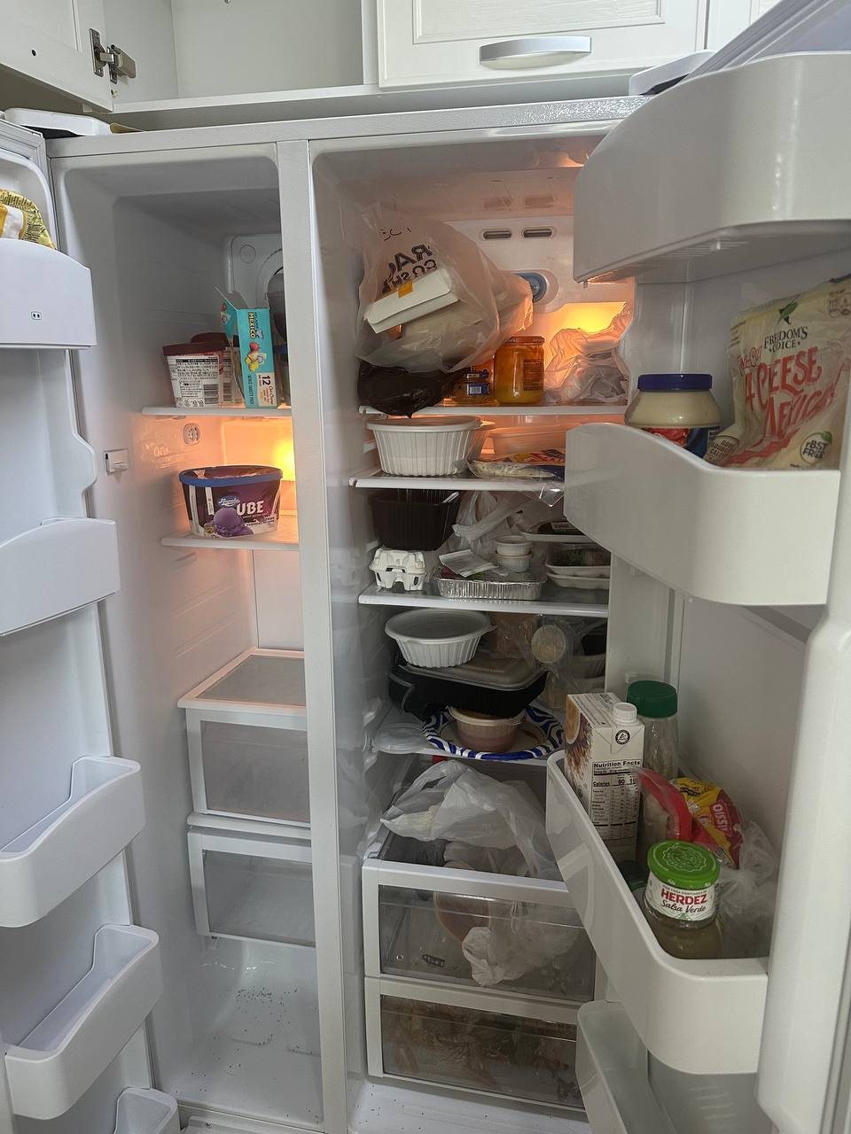 Refrigerator interior before CLEANX cleaning